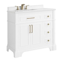 Home Decorators Collection Melpark 36 In. W X 22 In. D Bath Vanity With Cultured Marble Vanity Top and&nbsp;Sink, White - Appears New&nbsp;