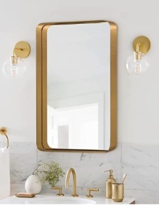 Andy-Star Brass Rectangular Wall Mirror 24x36, ECom Ret