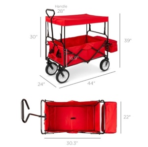 BCP Utility Wagon Cart w/ Folding Design, 2 Cup Holders, Removable Canopy SKY1882