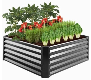 Outdoor Metal Raised Garden Bed for Vegetables, Flowers, Herbs - 4x4x1.5ft