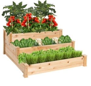 3-Tier Raised Fir Wood Garden Bed Planter