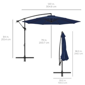 BCP Offset Hanging Patio Umbrella - 10ft, SKY5686, NAVY