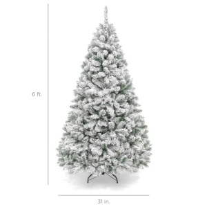 BCP Premium Snow Flocked Artificial Pine Christmas Tree w/ Foldable Metal Base, SKY4227