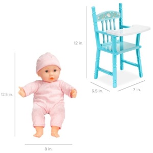 BCP Realistic Baby Doll with Soft Body, Highchair, Potty, Accessories - 12.5in, SKY5956