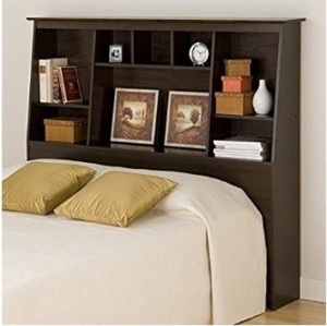 Atlin Designs F/Q Wood Bookcase Headboard, Appears New,