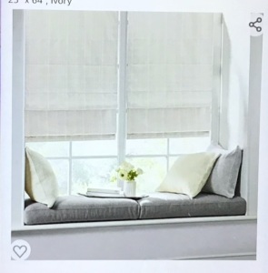 Madison Park Galen Cordless Roman Shades - Fabric PrivacySingle Panel Darkening, Energy Efficient, Thermal InsulatedWindow Blind Treatment, for Bedroom, Living Room Decor,23" x 64", Ivory, Like New, Retail - $53.99