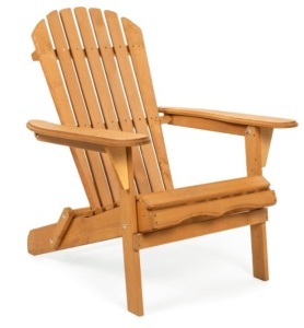 Folding Wooden Adirondack Chair Accent Furniture w/ Natural Finish - Brown