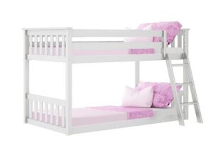 Max & Lily Twin over Twin Low Bunk Bed, White