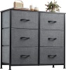 WLIVE Fabric Dresser for Bedroom, 6 Drawer Double Dresser, StorageTower with Fabric Bins, Chest of Drawers for Closet. Living Room,Hallway, Nursery, Dark Grey, Like New Retail - $74.99