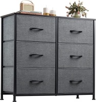 WLIVE Fabric&nbsp;Dresser for&nbsp;Bedroom, 6&nbsp;Drawer Double&nbsp;Dresser, StorageTower with Fabric&nbsp;Bins, Chest of&nbsp;Drawers for Closet.&nbsp;Living Room,Hallway, Nursery,&nbsp;Dark Grey, Like New Retail - $74.99