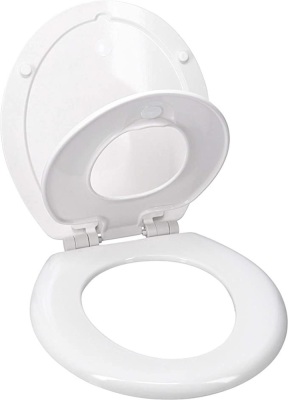 Ginsey Home Solutions Ginsey Adult & Child Wood Plastic PottyRing & EZ-Off Hinges Round Toilet Seat,Like New Retail - $34