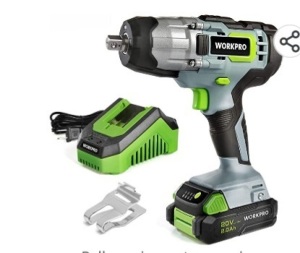 WORKPRO 20V Cordless Impact Wrench, 1/2-inch, 320 Ft PoundsMax Torque, 2.0Ah Li-ion Battery with Fast Charger, Belt Clip forEasy Carrying, Like New, Retail - $75.99