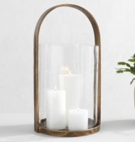 Pottery Barn, Rough Cast Gold Hurricane, Like New, Retail - $149