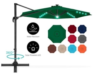 360-Degree LED Cantilever Offset Patio Umbrella w/ Tilt - 10ft, Green