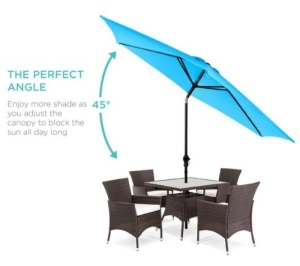 Outdoor Steel Market Patio Umbrella Decoration w/ Tilt, Crank Lift - 10ft, Blue