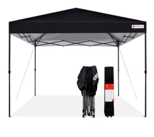 One-Person Setup Instant Pop Up Canopy w/ Wheeled Bag - 10x10ft, Black