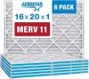 Aerostar 16x20x1 MERV 13 Pleated Air Filter, AC Furnace AirFilter, 6 Pack (Actual Size: 15 3/4'x 19 3/4" x 3/4"), Like New, retail - $50.45