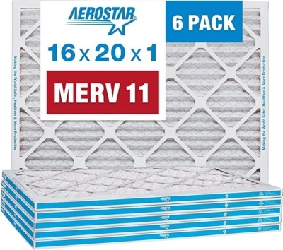 Aerostar 16x20x1 MERV 13 Pleated Air Filter, AC Furnace AirFilter, 6 Pack (Actual Size: 15 3/4'x 19 3/4" x 3/4"), Like New, retail - $50.45