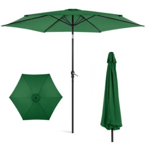 Outdoor Steel Market Patio Umbrella Decoration w/ Tilt, Crank Lift - 10ft, Green