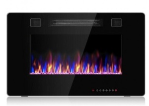 30" Recessed Ultra Thin Electric Fireplace Heater With Glass Appearance, Appears New, Retail $329.82