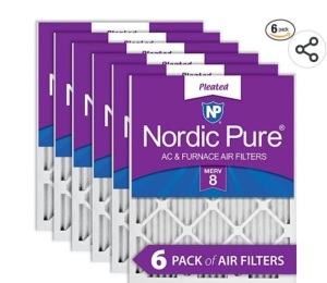 Nordic Pure 18x25x1 MERV 8 Pleated AC Furnace Air Filters 6 Pack, Like New retail - $50.74