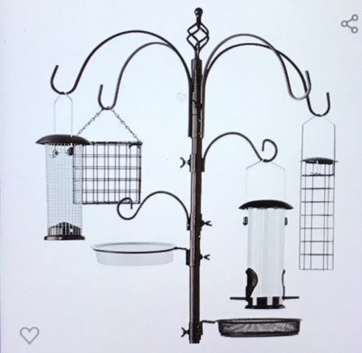 Best Choice Products 6-Hook Bird Feeding Station, SteelMulti-Feeder Kit Stand for Attracting Wild Birds w/ 4 BirdFeeders, Mesh Tray, Bird Bath, 5-Prong Base - Brown, Like New, Retail - $39.99