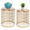 Set of 2 Decorative Round Side Accent Table Nightstands w/ Nesting Design