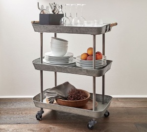 Pottery Barn, Rainier Galvanized Storage Cart, Like New, Retail - $129