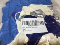 Case of Blue, White and Silver Balloons - Appear New in Damaged Box