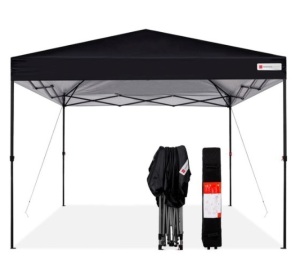 One-Person Setup Instant Pop Up Canopy w/ Wheeled Bag - 10x10ft, Black