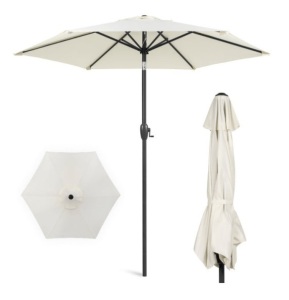 Outdoor Market Patio Umbrella w/ Push Button Tilt, Crank Lift - 7.5ft, Cream