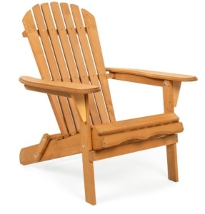 Folding Wooden Adirondack Chair Accent Furniture w/ Natural Finish - Brown