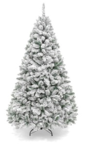 Premium Snow Flocked Artificial Pine Christmas Tree w/ Foldable Metal Base, 6ft