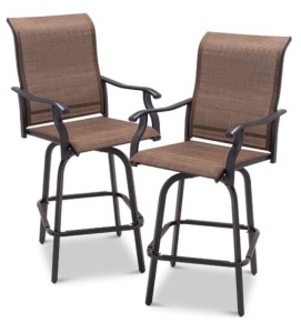 Set of 2 Swivel Barstools w/ 360 Rotation, All-Weather Mesh, Appears New, Retail $199.99