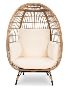 Wicker Egg Chair Oversized Indoor Outdoor Patio Lounger, Ivory