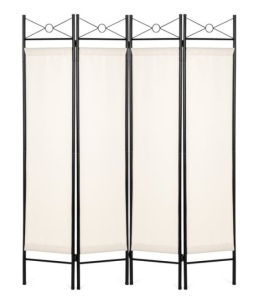 4-Panel Folding Privacy Screen Room Divider Decoration Accent, 6ft, White 