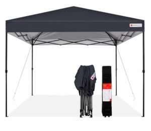 One-Person Setup Instant Pop Up Canopy w/ Wheeled Bag - 10x10ft, Gray