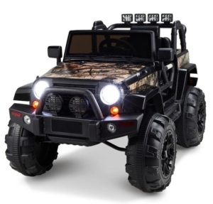 12V Kids Ride-On Truck Car Toy w/ 3 Speeds, LED, Remote, Bluetooth, Camouflage