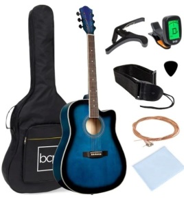 Full Size Beginner Acoustic Guitar Set with Case, Strap, Capo - 41in