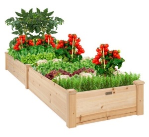 8x2ft Wooden Raised Garden Bed Planter for Garden, Lawn, Yard