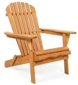 Folding Wooden Adirondack Chair Accent Furniture w/ Natural Finish - Brown