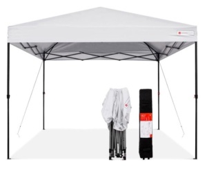 One-Person Setup Instant Pop Up Canopy w/ Wheeled Bag - 10x10ft, White 