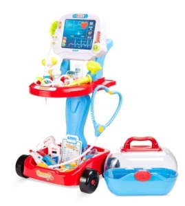 Play Doctor Kit for Kids, Boys & Girls with 17 Accessories, Mobile Cart