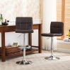 Roundhill Furniture Set of 2 Swivel Elegant Leather Modern Adjustable Hydraulic Barstools, Brown. New