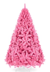 Pink Artificial Fir Christmas Tree w/ Foldable Stand, 6ft