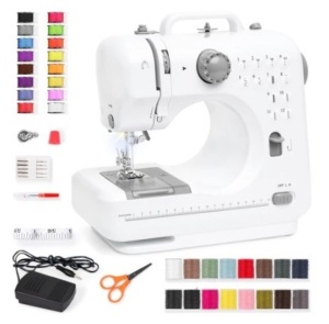 6V Portable Foot Pedal Sewing Machine w/ 12 Stitch Patterns, Gray, Appears New