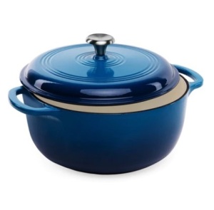 6qt Non-Stick Enamel Cast-Iron Dutch Oven Kitchen Cookware w/ Side Handles, Deep Blue, Appears New