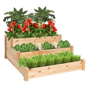 3-Tier Raised Fir Wood Garden Bed Planter, Appears New