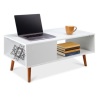 Wooden Mid-Century Modern Coffee Accent Table w/ Open Storage Shelf, White, Appears New