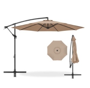 Offset Hanging Patio Umbrella - 10ft, Tan, Appears New